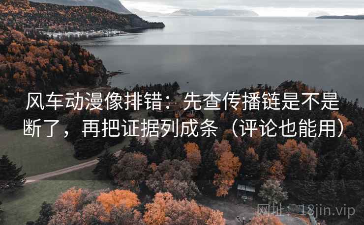 风车动漫像排错：先查传播链是不是断了，再把证据列成条（评论也能用）